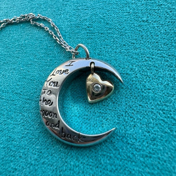 I love you to the moon and back silver necklace - Picture 2 of 3